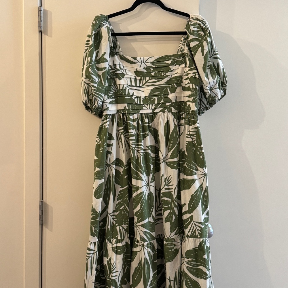 Abercrombie Emerson Poplin Puff Sleeve Midi Dress